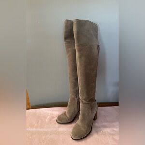Franco Sarta Leather Heeled Over the knee Boots in Taupe